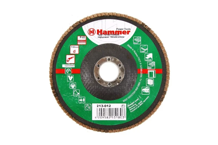 Круг Лепестковый Торцевой (КЛТ) HAMMER КЛТ 1 Ф150х22 Р80 213-012 купить в Нягани
