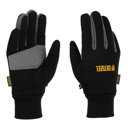 Перчатки универсальные, двойные, работа с сенсорным экраном, вязаная манжета, размер 8// Denzel 68092 купить в Нягани