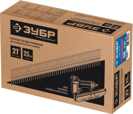 ЗУБР SN21 50 х 2.87 мм, реечные гвозди рифленые оцинкованные, 3500 шт (305393-50) купить в Нягани