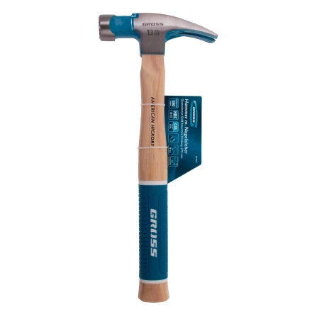 Молоток-гвоздодер GROSS 10413, 380 г, угол 75, магнит, обрезиненная рукоятка American Hickory купить в Нягани