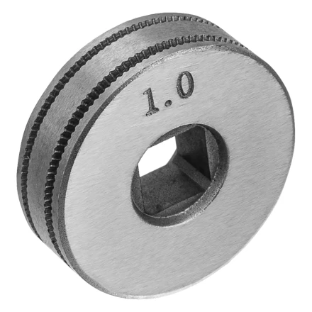 Подающий ролик, U профиль зубчатый под флюсовую проволоку 0,8-1мм посадка квадрат, 2 шт Denzel 93653 купить в Нягани