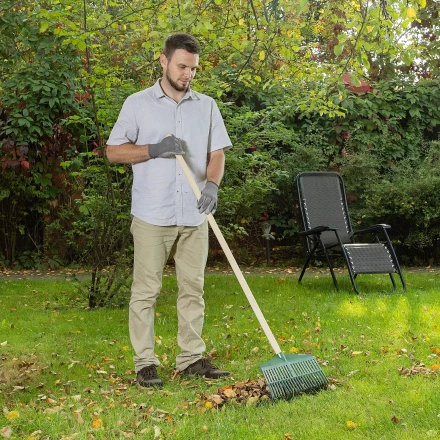 Грабли веерные пластиковые Сибртех, 420 мм, 22 плоских зуба, без черенка, Россия, 617055 купить в Нягани