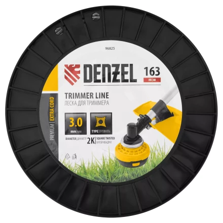 Леска для триммера двухкомпонентная витой квадрат Denzel, 3,0мм х 163м, на DIN катушке EXTRA CORD 96825 купить в Нягани