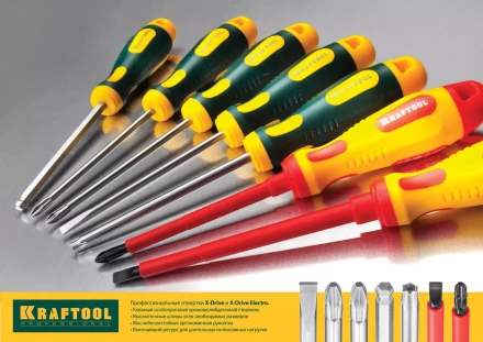 Отвертка KRAFTOOL, Cr-Mo-V закалённый стержень, двухкомпонентная противоскользящ рукоятка, PH 0x60мм 25008-0-060 купить в Нягани