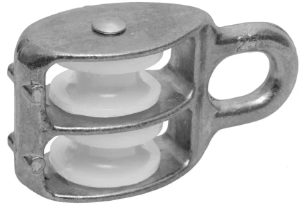 Блок ЗУБР двойной, оцинкованный, нейлоновый шкив, 7x25мм, 5 шт 4-304595-25 купить в Нягани