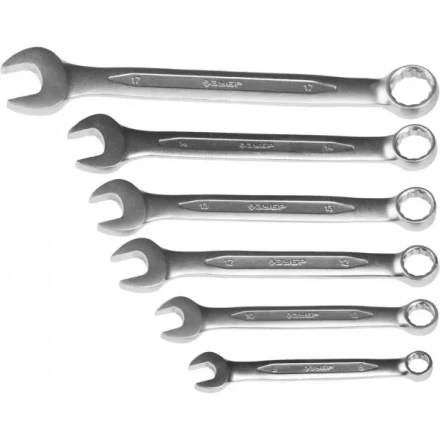 Набор ЗУБР &quot;ПРОФИ&quot;: Ключ гаечный комбинированный, Cr-V сталь, хромированный, 8-17мм, 6шт 27028-H6 купить в Нягани