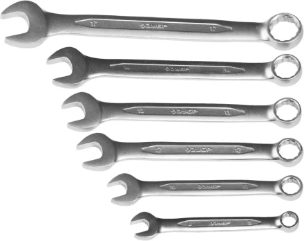 Набор ЗУБР &quot;ПРОФИ&quot;: Ключ гаечный комбинированный, Cr-V сталь, хромированный, 8-17мм, 6шт 27028-H6 купить в Нягани