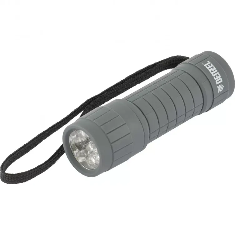 Фонарь светодиодный серый корпус с мягким покрытием 9 Led 3хААА Denzel 92612 купить в Нягани