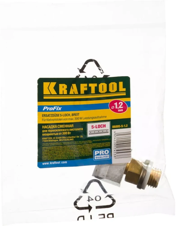 Насадка сменная KRAFTOOL "PRO" для клеевых (термоклеящих) пистолетов, широк насадка для коробок, 5 отверстий d=1,2мм, адаптер 06885-5-1.2 купить в Нягани