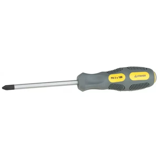 Отвертка STAYER "PROFESSIONAL" "MAX-GRIP" ударная, двухкомпонентная рукоятка, магнит наконечник, Cr-V, PH №1x75мм 25824-1-075 G купить в Нягани