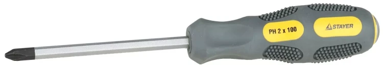 Отвертка STAYER "PROFESSIONAL" "MAX-GRIP" ударная, двухкомпонентная рукоятка, магнит наконечник, Cr-V, PH №1x75мм 25824-1-075 G купить в Нягани