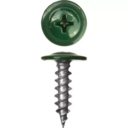 Саморезы ЗУБР с прессшайбой по листовому металлу до 0,9 мм, окрашенные в RAL-6005, PH2, 4,2х25 мм, 400шт 300191-42-025-6005 купить в Нягани