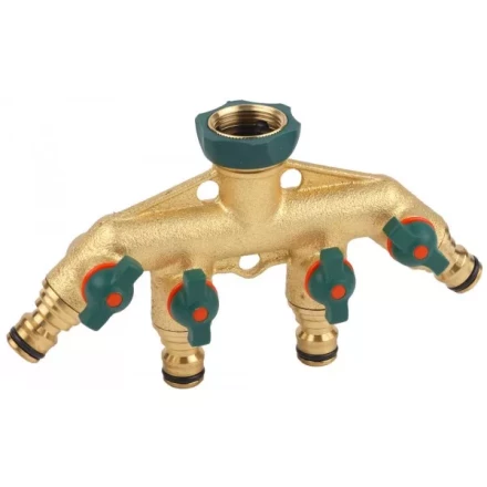 Распределитель RACO &quot;Profi-Plus&quot; четырехканальный, латунный с покрытием TPR, 3/4&quot; 4244-55134D купить в Нягани