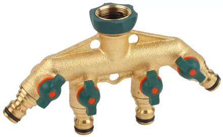 Распределитель RACO &quot;Profi-Plus&quot; четырехканальный, латунный с покрытием TPR, 3/4&quot; 4244-55134D купить в Нягани