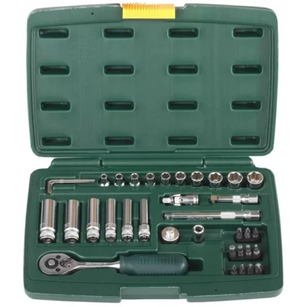 Набор KRAFTOOL &quot;INDUSTRIE QUALITAT&quot; Торцовые головки, 1/2&quot;, 1/4&quot;, 37 предметов 27881-H37 купить в Нягани