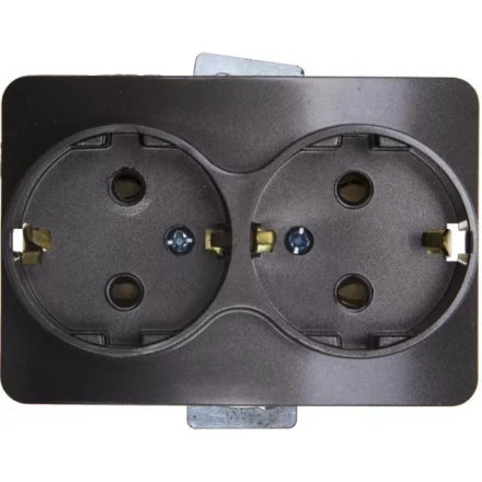 Розетка СВЕТОЗАР &quot;ГАММА&quot; с заземлением, двойная, без вставки и рамки, цвет темно-серый металлик, 16А/~250В SV-54107-DM купить в Нягани