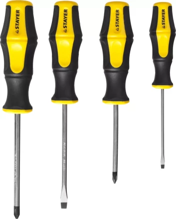 Набор STAYER &quot;MASTER&quot; HERCULES: Отвертки, Cr-V, эргономичная двухкомпонентная рукоятка, 4шт 25055-H4_z02 купить в Нягани