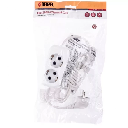 Удлинитель бытовой серия УХз-10-202 с заземлением 2 м 2 розетки 10 A Denzel 95960 купить в Нягани