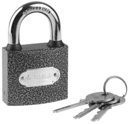 Замок ЗУБР &quot;МАСТЕР&quot; навесной, металлический корпус, закаленная дужка, 50мм 3712-50 купить в Нягани