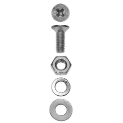 Винт ЗУБР (DIN965) в комплекте с гайкой (DIN934), шайбой (DIN125), шайбой пруж. (DIN127),  M3x25мм, ТФ6, 35шт. 4-303456-03-025