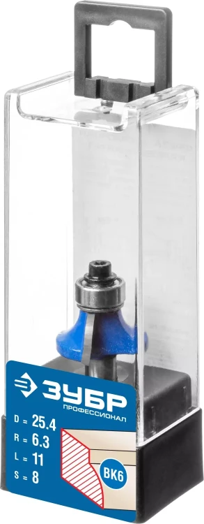 ЗУБР 25.4 x 11 мм, радиус 6.3 мм, фреза кромочная калевочная №1, Профессионал (28701-25.4) купить в Нягани