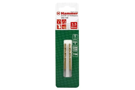 Сверло по металлу HAMMER Ф3.5х70мм (DR MT 3,5мм*70/39мм 2шт.) купить в Нягани