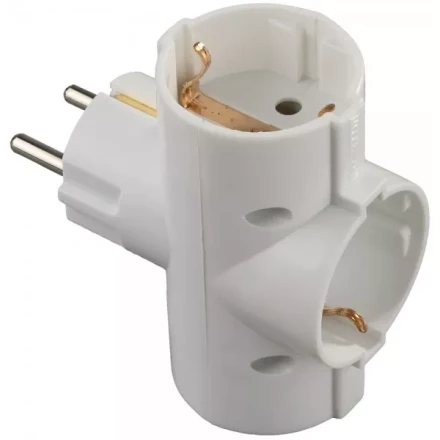 Тройник СВЕТОЗАР электрический с заземлением, 3 гнезда SV-55093 купить в Нягани