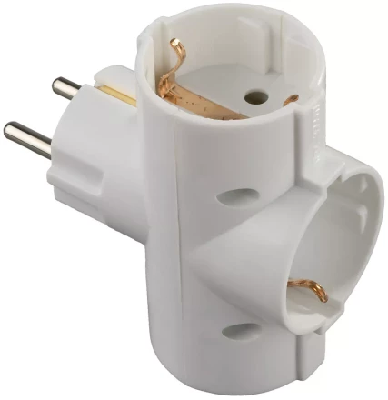 Тройник СВЕТОЗАР электрический с заземлением, 3 гнезда SV-55093 купить в Нягани