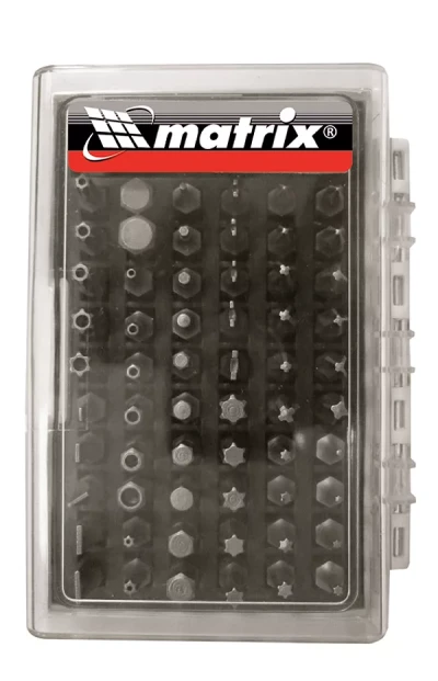 Набор бит с магнитным держателем, CrV,61шт MATRIX 11387