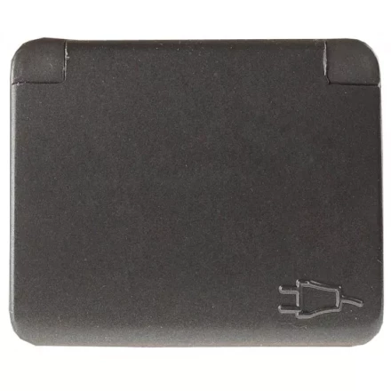 Розетка СВЕТОЗАР &quot;ГАММА&quot; с заземлением, одинарная с крышкой, без вставки и рамки, цвет темно-серый металлик, 16А/~250В SV-54110-DM купить в Нягани