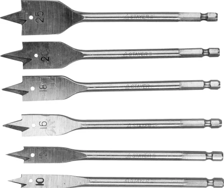 Набор перовых сверл по дереву, 6шт( d=10-25), STAYER 2950-H6 2950-H6 купить в Нягани