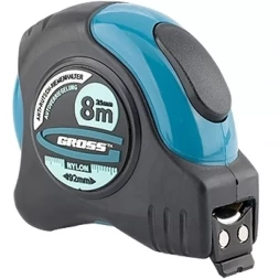 Рулетка "Schlagfest" 8 м x 25 мм магн. обрез зацеп двухст. шкала нейлон покр. автоматич GROSS 31114
