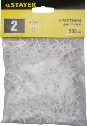 Крестики для кафеля, 2мм, STAYER 3380-2, 200шт 3380-2 купить в Нягани