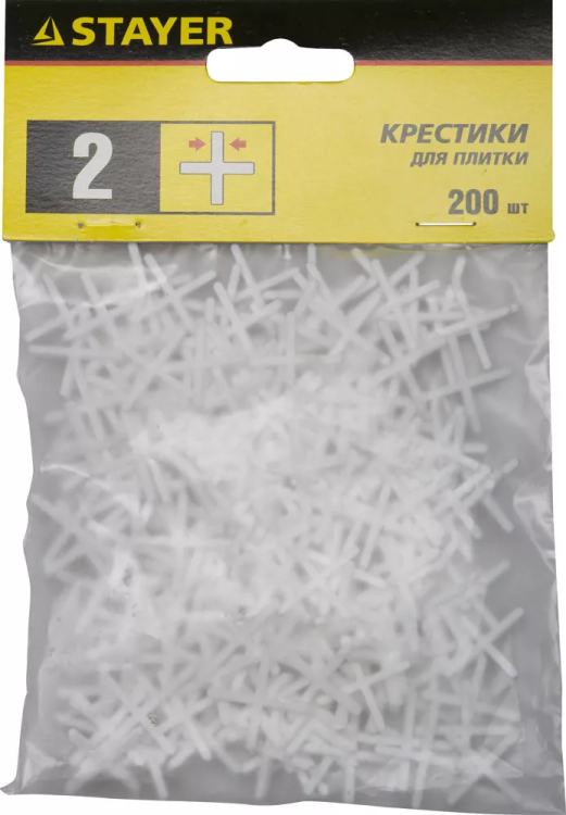 Крестики для кафеля, 2мм, STAYER 3380-2, 200шт 3380-2 купить в Нягани