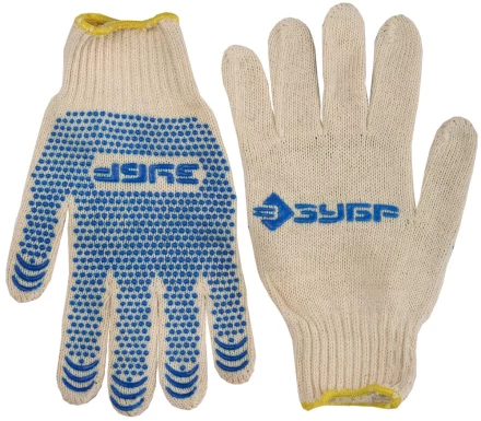 Перчатки ЗУБР хлопчатобумажные с защитой от скольжения, XL 114031 купить в Нягани