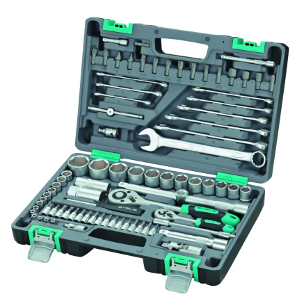 Набор инструментов 1/2 и 1/4  CrV, пластиковый кейс  82 предмета STELS 14105 купить в Нягани