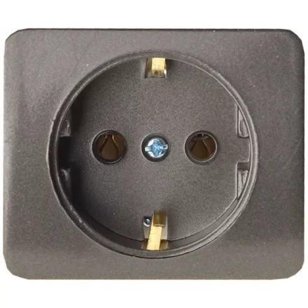 Розетка СВЕТОЗАР &quot;ГАММА&quot; с заземлением, одинарная, без вставки и рамки, цвет темно-серый металлик, 16А/~250В SV-54105-DM купить в Нягани