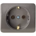 Розетка СВЕТОЗАР &quot;ГАММА&quot; с заземлением, одинарная, без вставки и рамки, цвет темно-серый металлик, 16А/~250В SV-54105-DM купить в Нягани