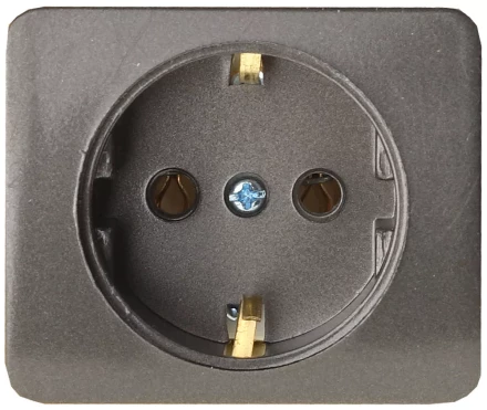 Розетка СВЕТОЗАР &quot;ГАММА&quot; с заземлением, одинарная, без вставки и рамки, цвет темно-серый металлик, 16А/~250В SV-54105-DM купить в Нягани