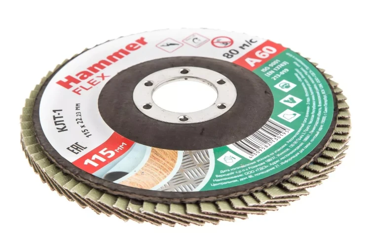 Круг Лепестковый Торцевой (КЛТ) HAMMER КЛТ 1 Ф115х22 Р60 213-019 купить в Нягани