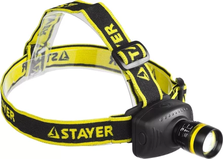 Фонарь STAYER &quot;PROFESSIONAL&quot; налобный светодиодный, 3Вт(140Лм), регулируемый фокус, 3 режима, 3ААА 56566 купить в Нягани