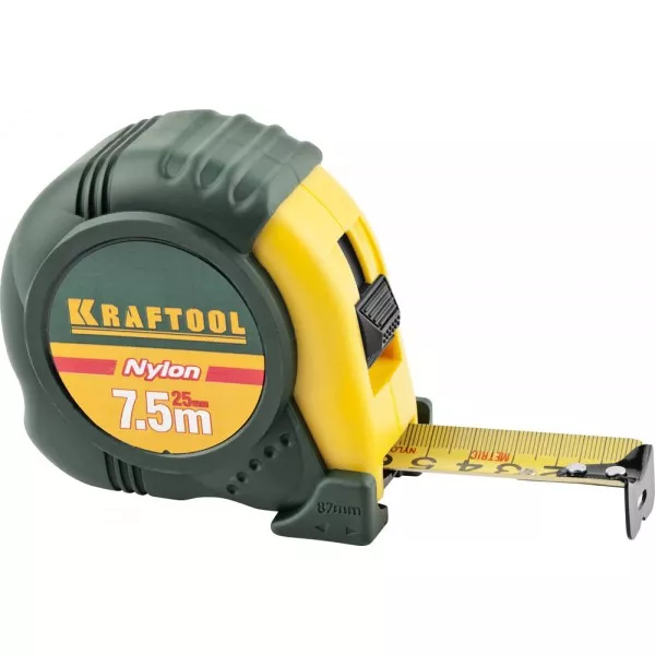 Рулетка KRAFTOOL "EXPERT" с нейлоновым покрытием, обрезин корпус, 7,5/25мм 34122-08_z01 купить в Нягани