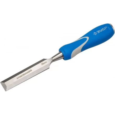 Стамеска ЗУБР &quot;ЭКСПЕРТ&quot; с ударопрочной двухкомпонетной ручкой и стальным затыльником для ударных работ, 26мм 18097-26 купить в Нягани