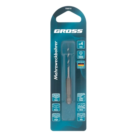 Сверло универсальное Gross, Multipurpose PRO, 6-гр. хвостовик, 4мм, 706010 купить в Нягани