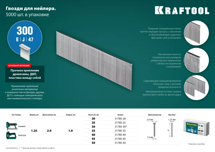 Гвозди тип 18GA (47 / 300 / F) 5000 шт 31785-40 купить в Нягани