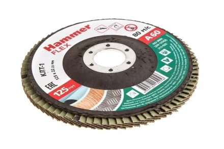 Круг Лепестковый Торцевой (КЛТ) HAMMER КЛТ 1 Ф125х22 Р60 213-025 купить в Нягани