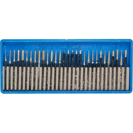 Набор ЗУБР: Мини-насадки с алмазным напылением в пластиковом боксе, P=180, хвостовик d=3мм, 30 предметов 33383-H30 купить в Нягани