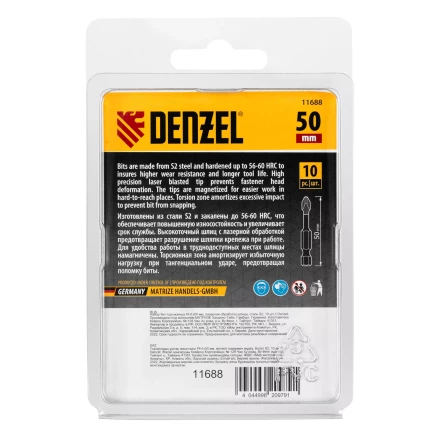 Бита IMPACT, PH1x50 мм, лазерная обработка шлица, сталь S2, 10 шт., Е 6,3 Denzel 11688 купить в Нягани