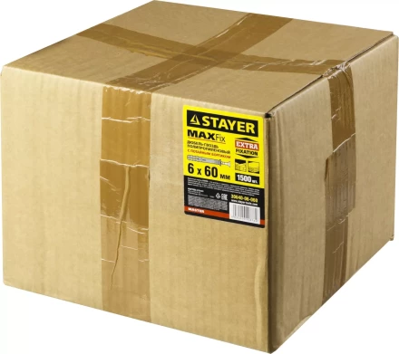 Дюбель-гвоздь полипропиленовый, потайный бортик, 6 x 60 мм, 1500 шт, STAYER Master 30640-06-060 30640-06-060 купить в Нягани