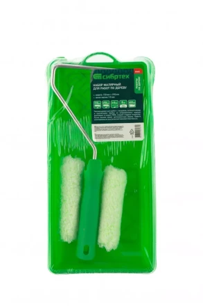 Малярный набор для работ по дереву: кювета 150 мм х 290 мм и мини-валик 110 мм Сибртех 80454 купить в Нягани